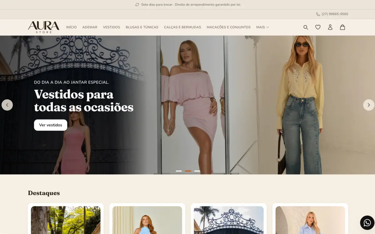 Vitrine da Aura Store.