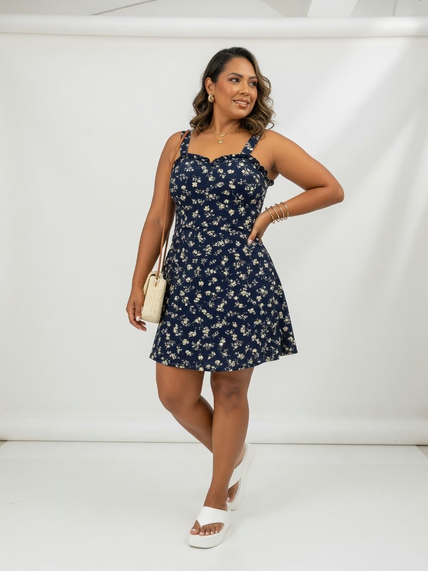 Vestido curto floral — Lina