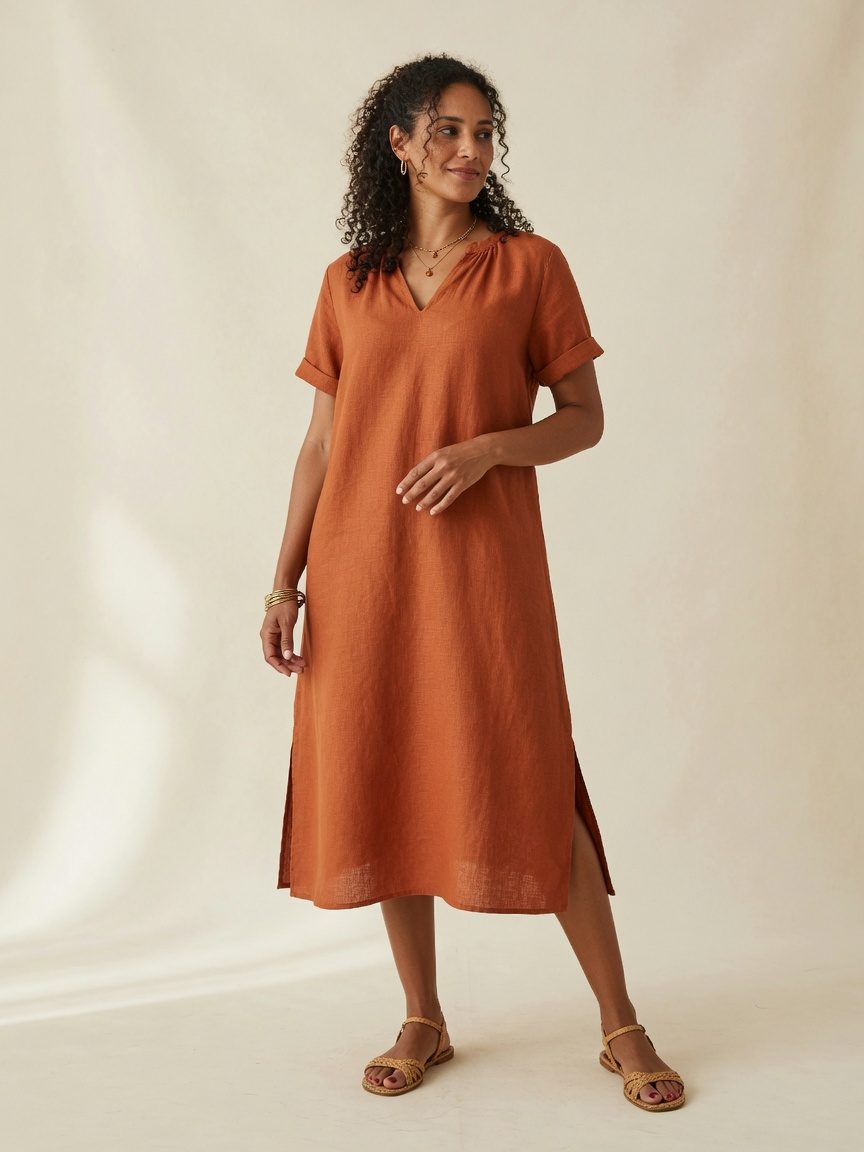 Vestido midi de linho — Lina